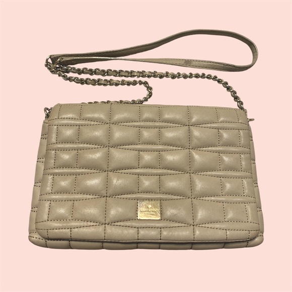 kate spade Handbags - Kate Spade Quilted Bow Crossbody Purse in Taupe